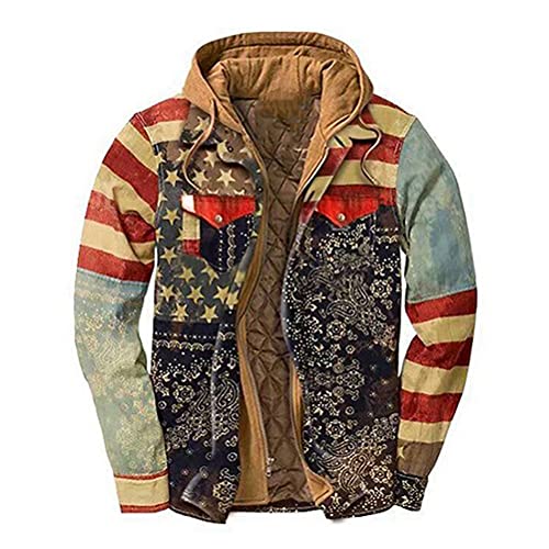 ORANDESIGNE Langarmhemd Herren Karierte Jacke Gefüttert Holzfällerjacke mit Kapuze Bomberjacke mit Taschen Fleecefutter Jacke B 02 M von ORANDESIGNE