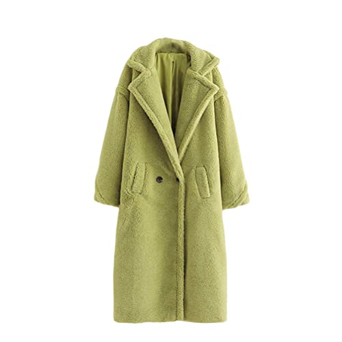 ORANDESIGNE Langer Mantel Damen Winter Jacke Fleecejacke Plüschjacke Kunstpelzjacke Teddy Coat Parka Fleece Mantel Grün S von ORANDESIGNE