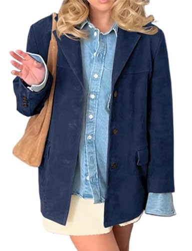 ORANDESIGNE Lederjacke Damen Wildlederjacke Blazer Winter Wildleder Mantel Revers Veloursleder-Blazer Langarm Oversized Lederjacke Braun A Dunkelblau XXL ORANDESIGNE Lederjacke Damen Wildlederjacke Blazer Winter Wildleder Mantel Revers Veloursleder-Blazer Langarm Oversized Lederjacke Braun A Dunkelblau XXL von ORANDESIGNE