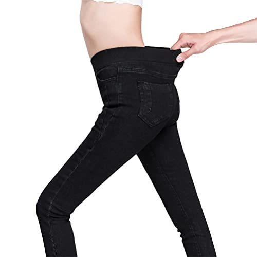 ORANDESIGNE Leggings Damen Skinny Jeans High Waist Jogginghose Deinm Stretch Hose mit Taschen Winter Fleece Jeans Pants Fitnesshose Yogahose Streetwear Herbst C Schwarz A L von ORANDESIGNE