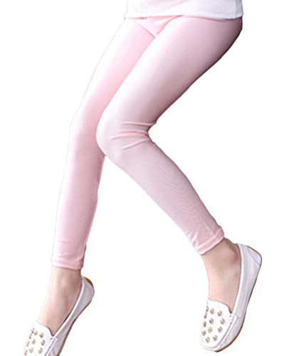 ORANDESIGNE Mädchen Kunstleder Leggings High Waist Leggings Hose Strumpfhosen Treggins Leggins Kunstleder Leggings Leder Look hüfthoch E Rosa 140 von ORANDESIGNE