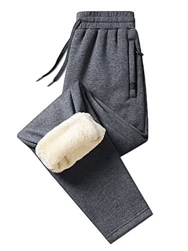 ORANDESIGNE Männer Warme Winter Fleece Gefüttert Jogger Hosen Sherpa Gefüttert Aktive Laufende Sweatpants Jogginghose Herren Winter Fleece Sweathose Trainingshose Warme Sporthose D Grau B 3XL von ORANDESIGNE