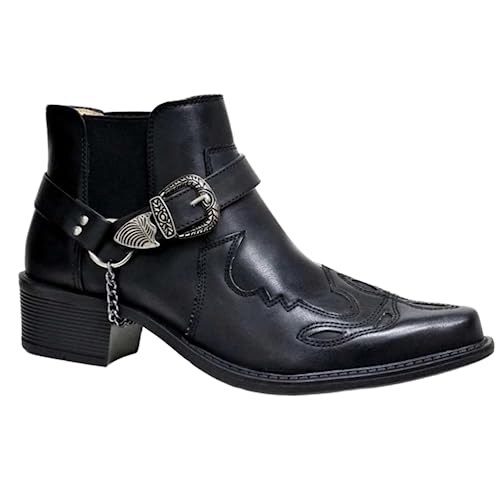 ORANDESIGNE Herren Western Cowboystiefel Vintage Motorradstiefel Winter Männer Leder Kurzschaft Stiefel Unisex Erwachsene Reiterstiefel Arbeitsstiefel I Schwarz 45 ORANDESIGNE Herren Western Cowboystiefel Vintage Motorradstiefel Winter Männer Leder Kurzschaft Stiefel Unisex Erwachsene Reiterstiefel Arbeitsstiefel I Schwarz 45 von ORANDESIGNE