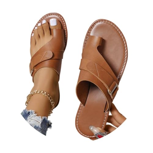 ORANDESIGNE Orthopädische Sandalen Damen Sommer Bequem Hallux Valgus Schuhe Orthopädische Pantoletten Strandsandalen Sandals A Braun 39 EU Women von ORANDESIGNE