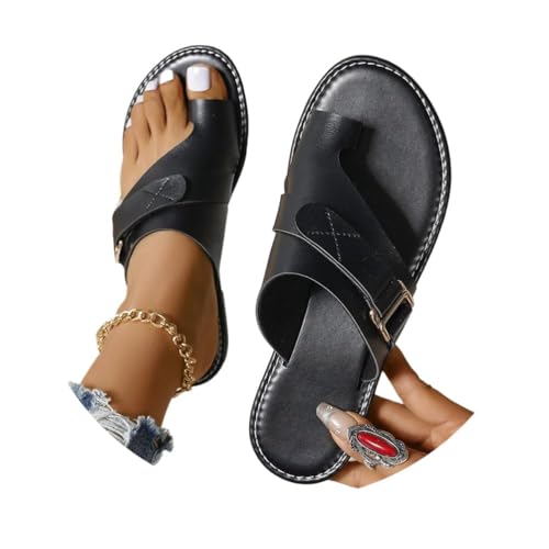 ORANDESIGNE Orthopädische Sandalen Damen Sommer Bequem Hallux Valgus Schuhe Orthopädische Pantoletten Strandsandalen Sandals Women 39 EU A Schwarz von ORANDESIGNE