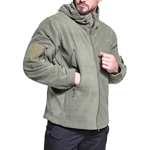 ORANDESIGNE Outdoor Fleecejacke Herren Multi Taschen Full Zip Army Jacke Warm Winter Tactical Jacke Stehkragen Fliesjacke Übergangsjacke C Armeegrün M von ORANDESIGNE