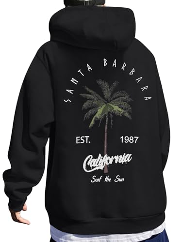 ORANDESIGNE Oversized Hoodie Herren Vintage Sweatshirt mit Kapuze Langarm Kapuzenpullover Druck Y2K Hoodie Streetwear Sports Sweatjacke A Schwarz XL von ORANDESIGNE