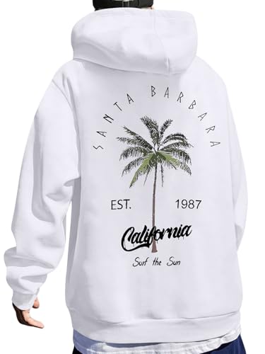 ORANDESIGNE Oversized Hoodie Herren Vintage Sweatshirt mit Kapuze Langarm Kapuzenpullover Druck Y2K Hoodie Streetwear Sports Sweatjacke A Weiß S von ORANDESIGNE