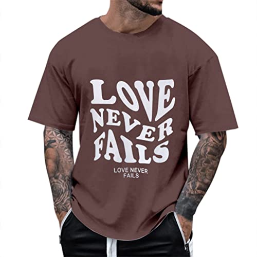 ORANDESIGNE Oversized Tshirt Herren Lose Rundhals Kurzarm Sommer Oberteile T-Shirt Vintage Drucken Streetwear Sport Casual Lang Tops Teenager Tunika Tops C Braun L von ORANDESIGNE