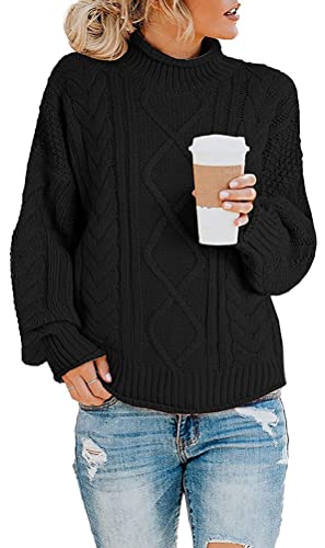 ORANDESIGNE Pullover Damen Rollkragenpullover Elegant Strickpullover Grobstrickpullover Winter Casual Lose Pulli Langarm Oberteile von ORANDESIGNE