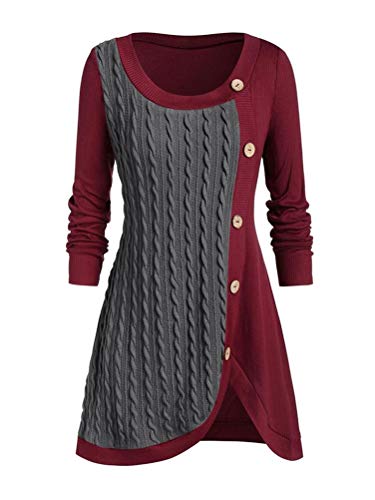 ORANDESIGNE Pullover Damen Rundhalspullover Mit Knopf Unregelmäßig Strickpullover Lässiges Stricken Pulli Winter Sweatshirt Oberteile Elegant Casual Wrap Wickel Strickjacke C Grau XL ORANDESIGNE Pullover Damen Rundhalspullover Mit Knopf Unregelmäßig Strickpullover Lässiges Stricken Pulli Winter Sweatshirt Oberteile Elegant Casual Wrap Wickel Strickjacke C Grau XL von ORANDESIGNE