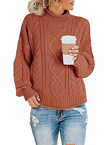 ORANDESIGNE Pullover Damen Strickpullover Oversize Pulli Langarm Lose Stricken Winter Herbst Sweater AB Rot 3XL von ORANDESIGNE