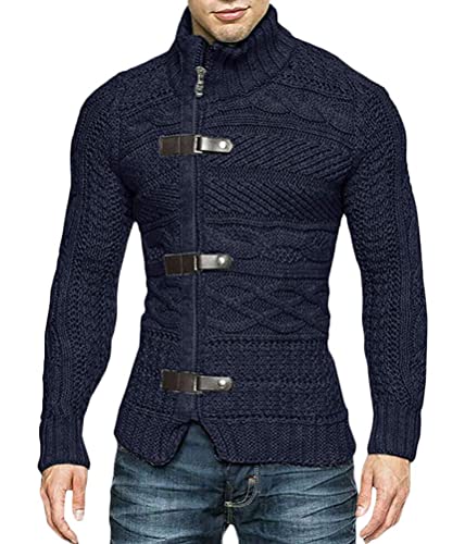 ORANDESIGNE Pullover für Herren Rollkragenpullover Strickpullover Rollkragen Longsleeve Sweater Freizeit Männer Pullover Winter Warm Oberteile C Navy Blau XS von ORANDESIGNE