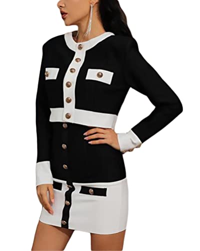 ORANDESIGNE Rock Anzug Damen Business Elegant Set Zweiteiler Rock und Blazer Outfits 2 Teiler Slim Fit Kariert Anzug Anzugjacke Büro Formal Modern Freizeitanzug Streetwear A Schwarz XL von ORANDESIGNE