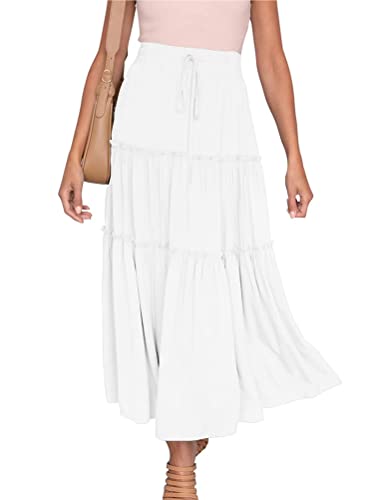 ORANDESIGNE Rock Damen Knielang A Linie Elegant Boho Sommerrock Leicht Lang Plisseerock Einfarbig Festlich Maxirock Vintage Retro Casual Strandrock Langer Faltenrock A Weiß M ORANDESIGNE Rock Damen Knielang A Linie Elegant Boho Sommerrock Leicht Lang Plisseerock Einfarbig Festlich Maxirock Vintage Retro Casual Strandrock Langer Faltenrock A Weiß M von ORANDESIGNE