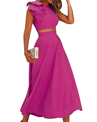 ORANDESIGNE Rock Und Crop Top Set Damen Sommer Outfit Zweiteiler Elegant Festlich Röcke Anzug Abendmode 2 Teilig Büro Formal Modern Business Freizeitanzug Mode Streetwear Bekleidungsset Lila XS von ORANDESIGNE