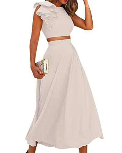 ORANDESIGNE Rock Und Crop Top Set Damen Sommer Outfit Zweiteiler Elegant Festlich Röcke Anzug Abendmode 2 Teilig Büro Formal Modern Business Freizeitanzug Mode Streetwear Bekleidungsset Weiß M von ORANDESIGNE