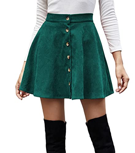 ORANDESIGNE Röcke Damen Winter Kurz Minirock Cord A-Linien Rock Sexy Einfarbige Hohe Taille Skatereock Casual Kleider Streetwear Y2k Skirt Schulrock Grün M von ORANDESIGNE