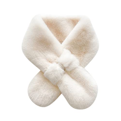 ORANDESIGNE Schal Damen Winter Flauschig Loop Warmer Winterschal Schal Aus Kunstfell Kurzer Halsschal Schöner Elegant Leicht Einfarbig Fleece Plüschschal C-Weiß M von ORANDESIGNE