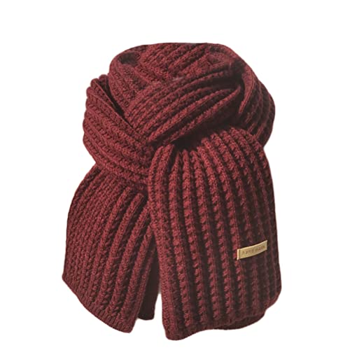 ORANDESIGNE Schal Damen Winter Flauschig Weicher Strickschal Winter Warm Einfarbig Grobstrick Schal Oversize Winterschal Elegante Quadratischer Frauen Deckenschal Scarf A Rotwein M von ORANDESIGNE