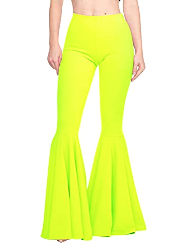 ORANDESIGNE Schlaghose Damen High Waist Stretch Hippie Hose Bequem Elastisch Glockenhose Casual Sommer Palazzo Weites Bein Lang Hosen Stoffgose Elegant Dance Pants Streetwear Grün XXL von ORANDESIGNE