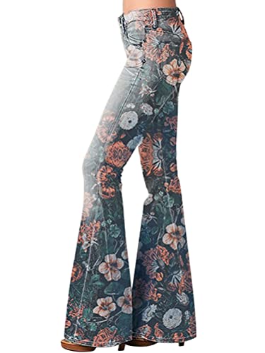 ORANDESIGNE Schlaghose Damen High Waist Stretch Hose Modische Stoffhose Weites Bein Lang Bunt Freizeit Hosen Elegant Festlich Glockenhose Breite Hüfthose Bootcut Pants Casual Trousers C Rot XS von ORANDESIGNE