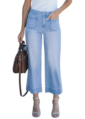ORANDESIGNE Schlaghose Damen Jeans Wide Leg Boyfriend Jeans Culotte 7/8 High Waist Y2K Jeanshose Sommer Stretchy Weites Bein Flared Hosen B Hellblau M ORANDESIGNE Schlaghose Damen Jeans Wide Leg Boyfriend Jeans Culotte 7/8 High Waist Y2K Jeanshose Sommer Stretchy Weites Bein Flared Hosen B Hellblau M von ORANDESIGNE