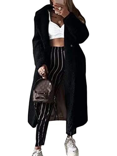 ORANDESIGNE Schwarz Knöpfe Taschen Umlegekragen Langarm Oversize Winter Dicker Warmer Teddymantel Damen Mode XS ORANDESIGNE Schwarz Knöpfe Taschen Umlegekragen Langarm Oversize Winter Dicker Warmer Teddymantel Damen Mode XS von ORANDESIGNE