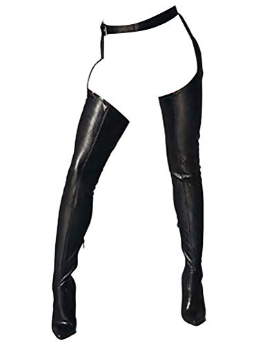 ORANDESIGNE Schwarz Punkt Zehe Mit Gürtel Stiletto Elegant Overknees Stiefel Mit Hohen Absätzen Boots Damen Schuhe 38 EU von ORANDESIGNE