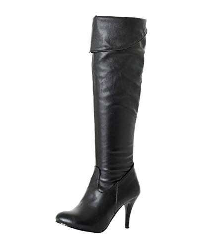 ORANDESIGNE Schwarz Runde Zehe Stiletto Mode Overknees Stiefel Damen 42 EU von ORANDESIGNE