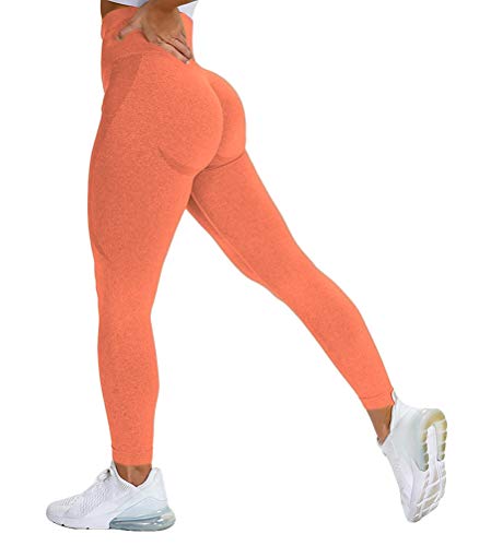 ORANDESIGNE Scrunch Butt Lifting Sportleggings Booty Leggins Sportstrumpfhosen Po Push Up Sport Tights Yoga Pants Laufhose Fitnesshose Yogahose Jogging Running Workout Leggings Orange S von ORANDESIGNE