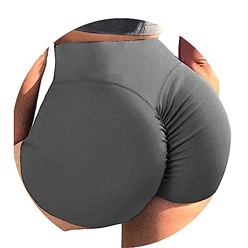ORANDESIGNE Scrunch Butt Sportshorts Damen Push Up Booty Nahtlos Biker Yoga Fitness Gym Shorts Hohe Taille Pole Dance Rüschen Bikini Rave Cut Out Clubwear B Grau L von ORANDESIGNE