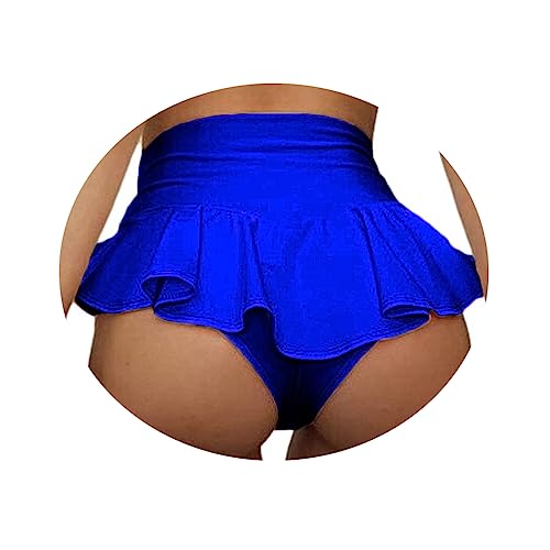 ORANDESIGNE Scrunch Butt Sportshorts Damen Push Up Booty Nahtlos Biker Yoga Fitness Gym Shorts Hohe Taille Pole Dance Rüschen Bikini Rave Cut Out Clubwear C Blau 3XL von ORANDESIGNE