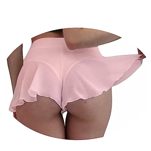 ORANDESIGNE Scrunch Butt Sportshorts Damen Push Up Booty Nahtlos Biker Yoga Fitness Gym Shorts Hohe Taille Pole Dance Rüschen Bikini Rave Cut Out Clubwear E Rosa XL von ORANDESIGNE