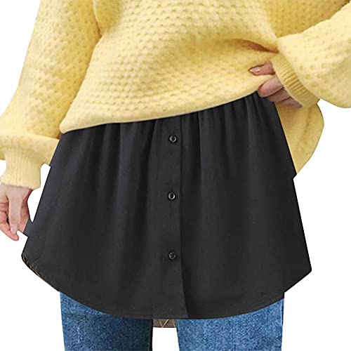 ORANDESIGNE Shirt Extender Layering Fake Tops Frauen Mädchen Unterer Sweep Saum mit elastischem Taillenband Verstellbarer Minirock Saum Modetragen A Schwarz L von ORANDESIGNE