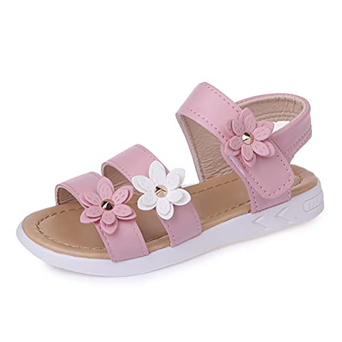 ORANDESIGNE Sommer Kinder Sandalen Mädchen Prinzessin Schuhe Römische Sandalen Blume Klettverschluss Hasp Babyschuhe Mädchen Sandalen Mode Strandschuhe Latin Tanzschuhe A Rosa 22 EU von ORANDESIGNE