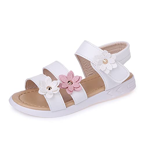 ORANDESIGNE Sommer Kinder Sandalen Mädchen Prinzessin Schuhe Römische Sandalen Blume Klettverschluss Hasp Babyschuhe Mädchen Sandalen Mode Strandschuhe Latin Tanzschuhe A Weiß 23 EU von ORANDESIGNE