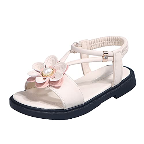 ORANDESIGNE Sommer Kinder Sandalen Mädchen Prinzessin Schuhe Römische Sandalen Blume Klettverschluss Hasp Babyschuhe Mädchen Sandalen Mode Strandschuhe Latin Tanzschuhe B Beige 29 EU von ORANDESIGNE