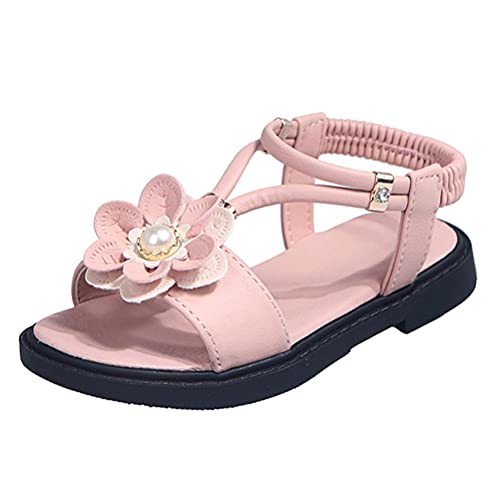 ORANDESIGNE Sommer Kinder Sandalen Mädchen Prinzessin Schuhe Römische Sandalen Blume Klettverschluss Hasp Babyschuhe Mädchen Sandalen Mode Strandschuhe Latin Tanzschuhe B Rosa 31 EU von ORANDESIGNE