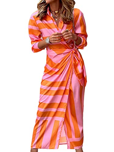 ORANDESIGNE Sommerkleid Damen Kleid Elegant V-Ausschnitt Langarm Bedrucktes Strandkleid Casual Lose Lang Kleid Boho Vintage Maxi Kleider L Orange S ORANDESIGNE Sommerkleid Damen Kleid Elegant V-Ausschnitt Langarm Bedrucktes Strandkleid Casual Lose Lang Kleid Boho Vintage Maxi Kleider L Orange S von ORANDESIGNE