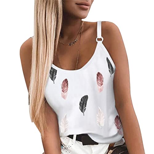 ORANDESIGNE Spaghetti Tops Damen Ärmellos Unterhemd Sexy Tank Top Gerippt Camisole Sommer Shirts Oberteile C Rosa XXL von ORANDESIGNE