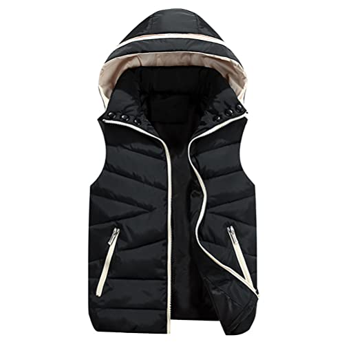 ORANDESIGNE Steppweste Damen Leicht Kurz Übergangsjacke Mit Kapuze Daunenweste Leicht Parka Winter Warm Leichtsteppweste Gesteppte Jacke Elegant Outdoor Weste B Schwarz L von ORANDESIGNE