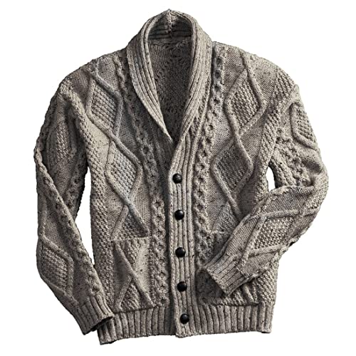 ORANDESIGNE Strickjacke Herren V-Ausschnitt Classic Button Up übergangsjacke Strick Cardigan Langarm Strickpullover mit Knopf Taschen Revers Pullover Einfarbige Strickmantel A Grau S von ORANDESIGNE