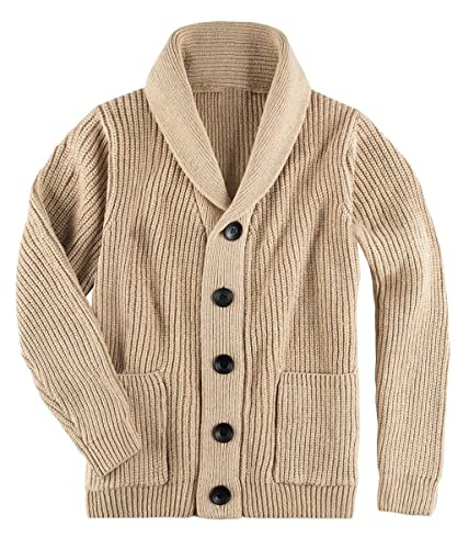 ORANDESIGNE Strickjacke Herren V-Ausschnitt Classic Button Up übergangsjacke Strick Cardigan Langarm Strickpullover mit Knopf Taschen Revers Pullover Einfarbige Strickmantel C Khaki M von ORANDESIGNE