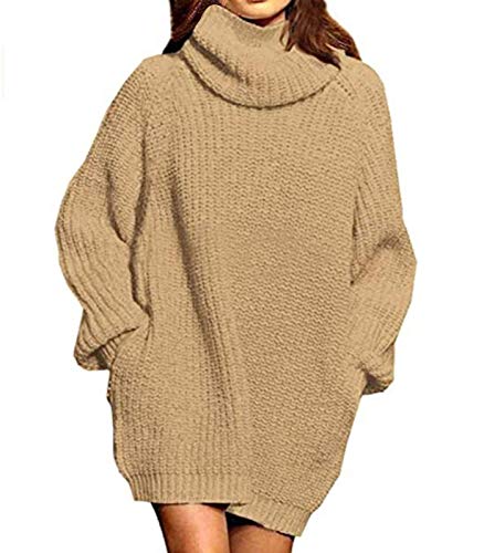 ORANDESIGNE Strickkleid Damen Oversize Rollkragenpullover Winter Einfarbige Langarm Kleid Pulloverkleid Elegant Winterkleider mit Rollkragen 01 Khaki Large ORANDESIGNE Strickkleid Damen Oversize Rollkragenpullover Winter Einfarbige Langarm Kleid Pulloverkleid Elegant Winterkleider mit Rollkragen 01 Khaki Large von ORANDESIGNE