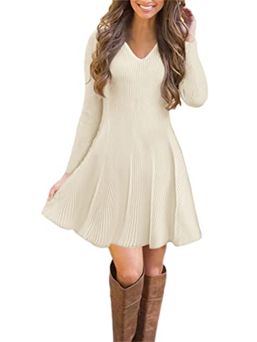 ORANDESIGNE Strickkleider Damen Pulloverkleid Elegante Pullover Rundhals Winterkleid Casual 3/6-Arm Minikleid Strickkleider Tunika Kleid Sweater Kleid M Aprikose 38 ORANDESIGNE Strickkleider Damen Pulloverkleid Elegante Pullover Rundhals Winterkleid Casual 3/6-Arm Minikleid Strickkleider Tunika Kleid Sweater Kleid M Aprikose 38 von ORANDESIGNE