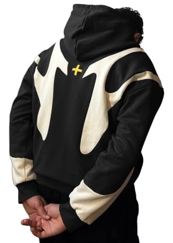 ORANDESIGNE Sweatjacke Herren Zipper Hoodie Y2K Oversized Sweat Jacken Hoody Mit Kapuze Kapuzenpullover Kapuzenjacke Sweatshirt Pullover für Männer Jungen A Schwarz XS von ORANDESIGNE