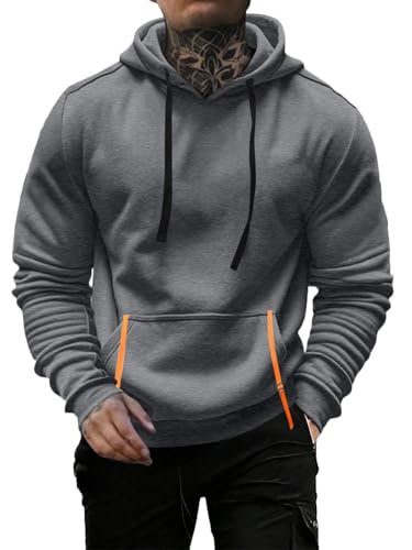 ORANDESIGNE Sweatshirt Mode für Herren Hoodie Langarm Kapuzenpullover Streetwear A Dunkelgrau L von ORANDESIGNE