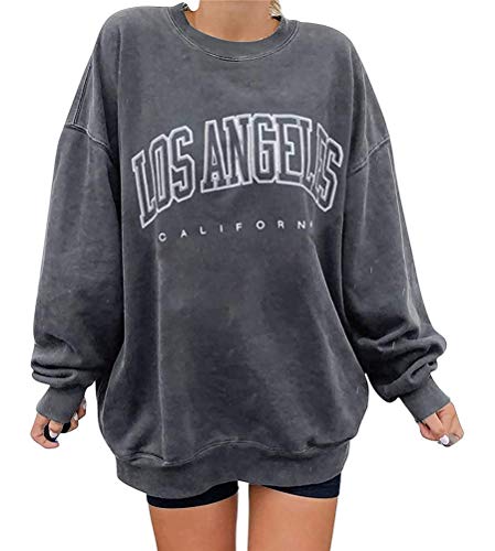 ORANDESIGNE Sweatshirts Für Damen Lange Ärmel Pullover Winter Mit Rundhalsausschnitt Vintage Streetwear Oversized Bunter Cartoons Mädchen Sportbekleidung Top Hoodie G Hellgrau XS von ORANDESIGNE