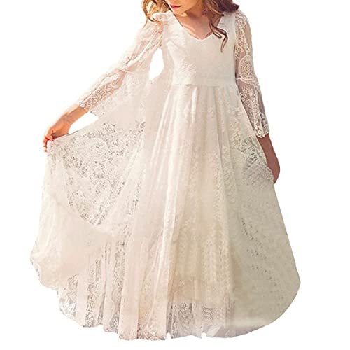 ORANDESIGNE Sweet Prinzessin Lace Blumenmädchen Kleider für Hochzeits Brautjungfern Festzug Partei Festliches Kleid C Elfenbein 150 von ORANDESIGNE